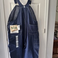 NWT - Key Bib Overalls Mens 46x30 Dark Blue Denim Carpenter Farm Workwear