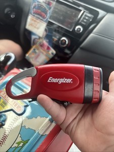 Energizer, Red and Black Carabiner Crank Light Flashlight, Camping or Hiking