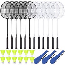 12 Pack Badminton Rackets Set Including Badminton Racquets, Nylon Shuttlecock...