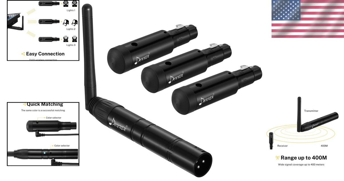 Donner Rechargeable DMX Wireless Controller: 1 Transmitter & 3