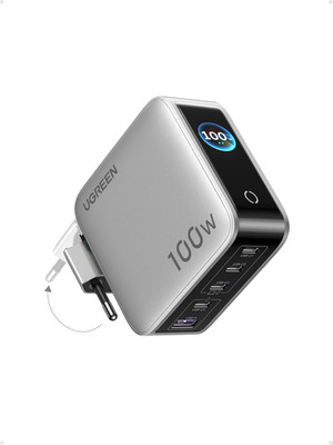 UGREEN Nexode Pro 100W USB C Ladegerät, Gan Netzteil 5-Port Mit Smart Display &