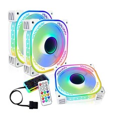 3 PCS 120mm RGB PC Cooling Fans 12V Quiet LED CPU Case Remote Controller White