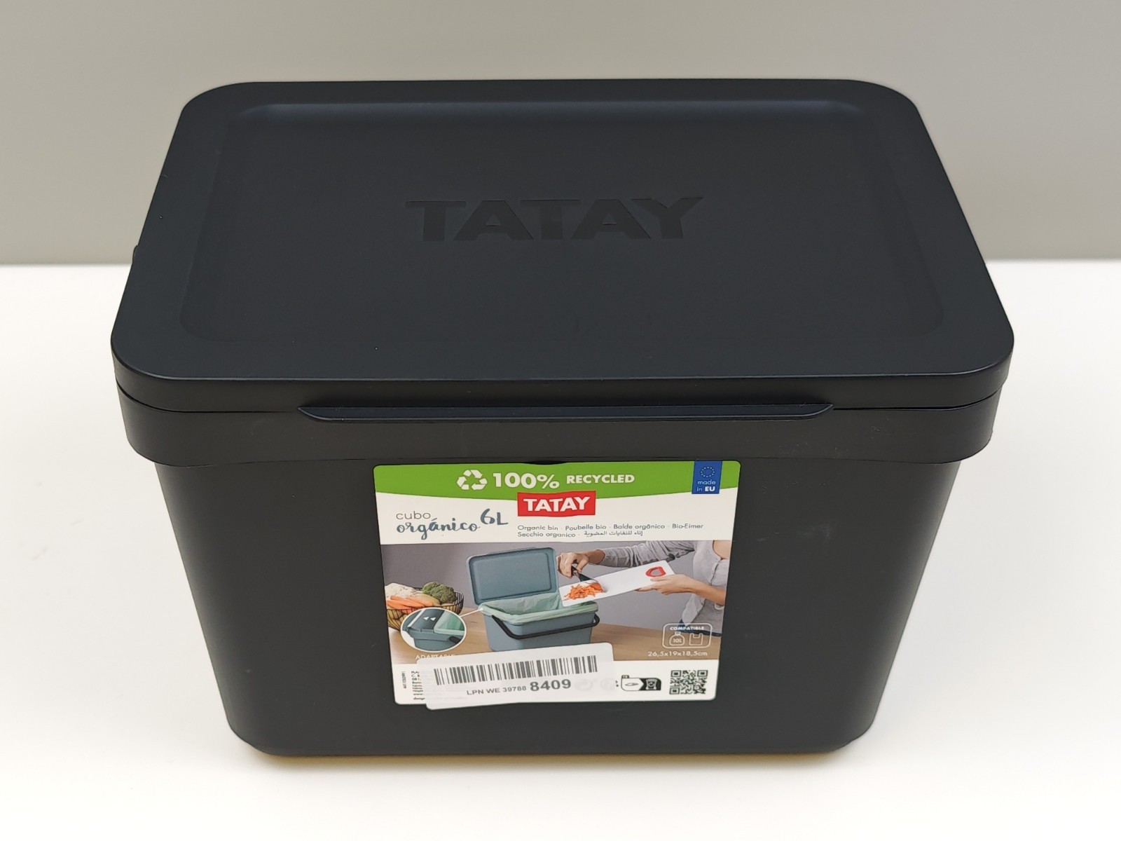 TATAY Kitchen Food Waste Compost Caddy Bin, 6 L Capacity, Polypropylene