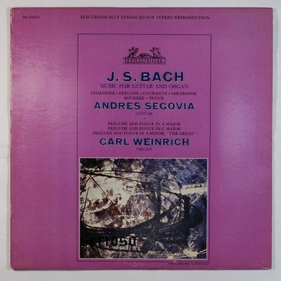 Johann Sebastian Bach, Andrés Segovia, Carl Weinrich, Music For Guitar And Orga