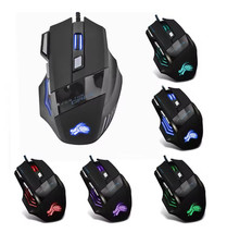Wired Gaming Mouse 7-Color Backlight 5500 DPI Adjustable Black
