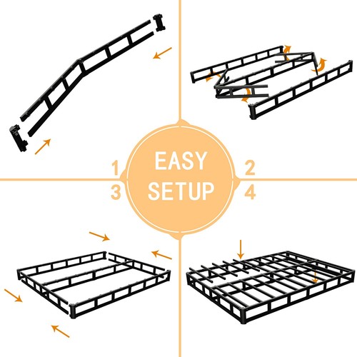 Queen Box Spring 4 Inch Heavy Duty Metal Box Springs Mattress Foundation with - Picture 5 of 9
