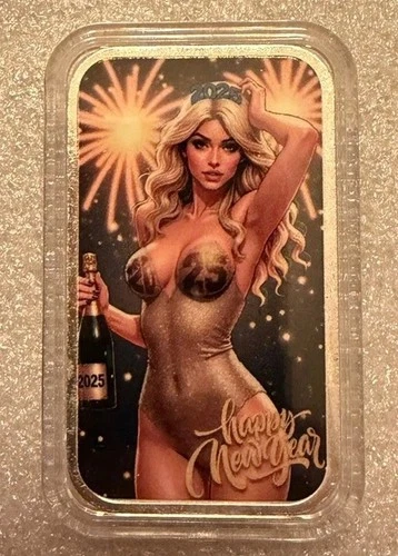 1 Oz New Years 2025 Bullion Baddies Series 1 Bubbly Brittney .999 Silver W/ COA
