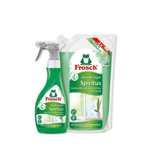 Frosch Glasreiniger 950Ml Spiritus - Streifenfrei, FüR Haushalt & Auto-image