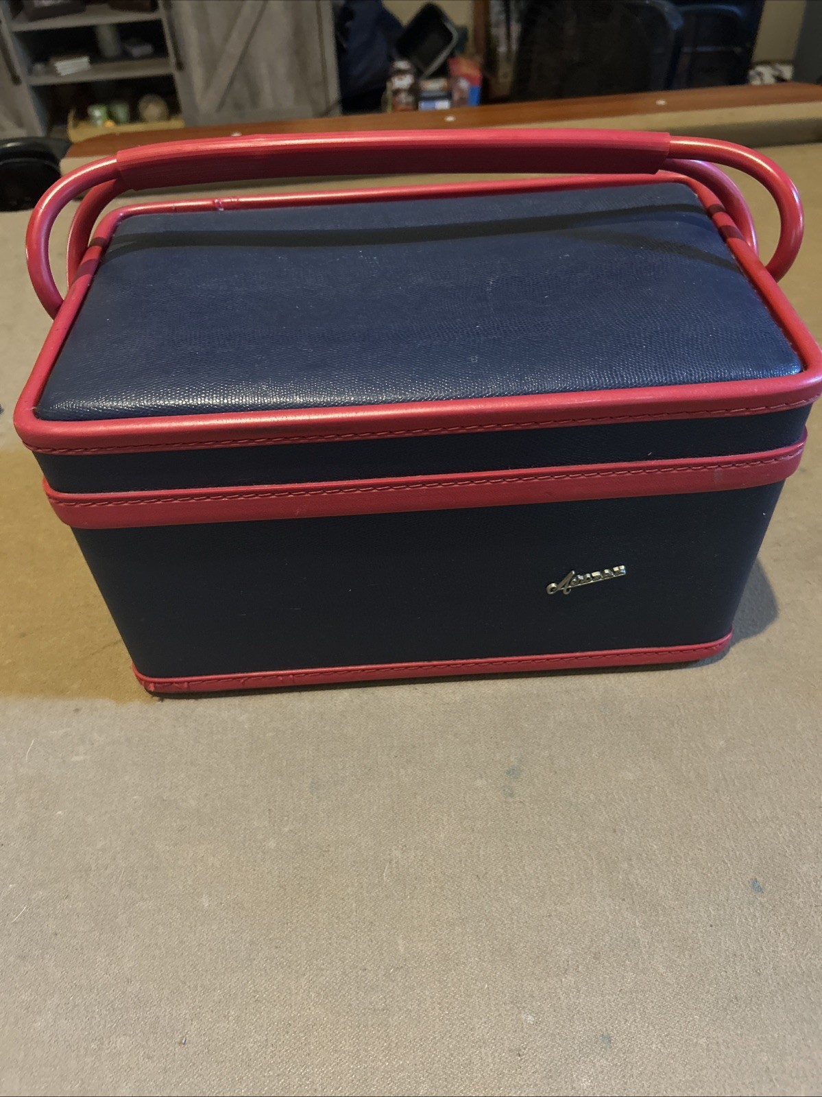 Aeropak Vintage Suitcase Red and Navy Blue