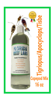 Live Copepods (TISBE/TIGRIOPUS - tig/Tigrio/APOCYCLOPS) 16oz Florida Reef Labs 