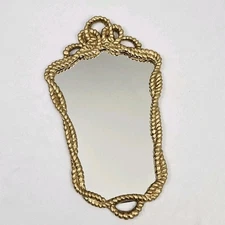 Vintage Shield Wall Mirror Gold Leaf Rope Frame Hollywood Regency French