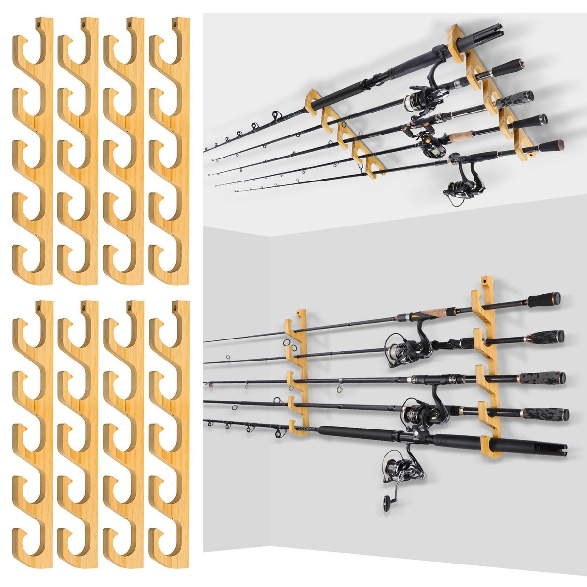 Horizontal Surf Rod Rack Roylvan Pack Fishing Rod Pole Holders For Garage,  Wall Or Ceiling Mounted,