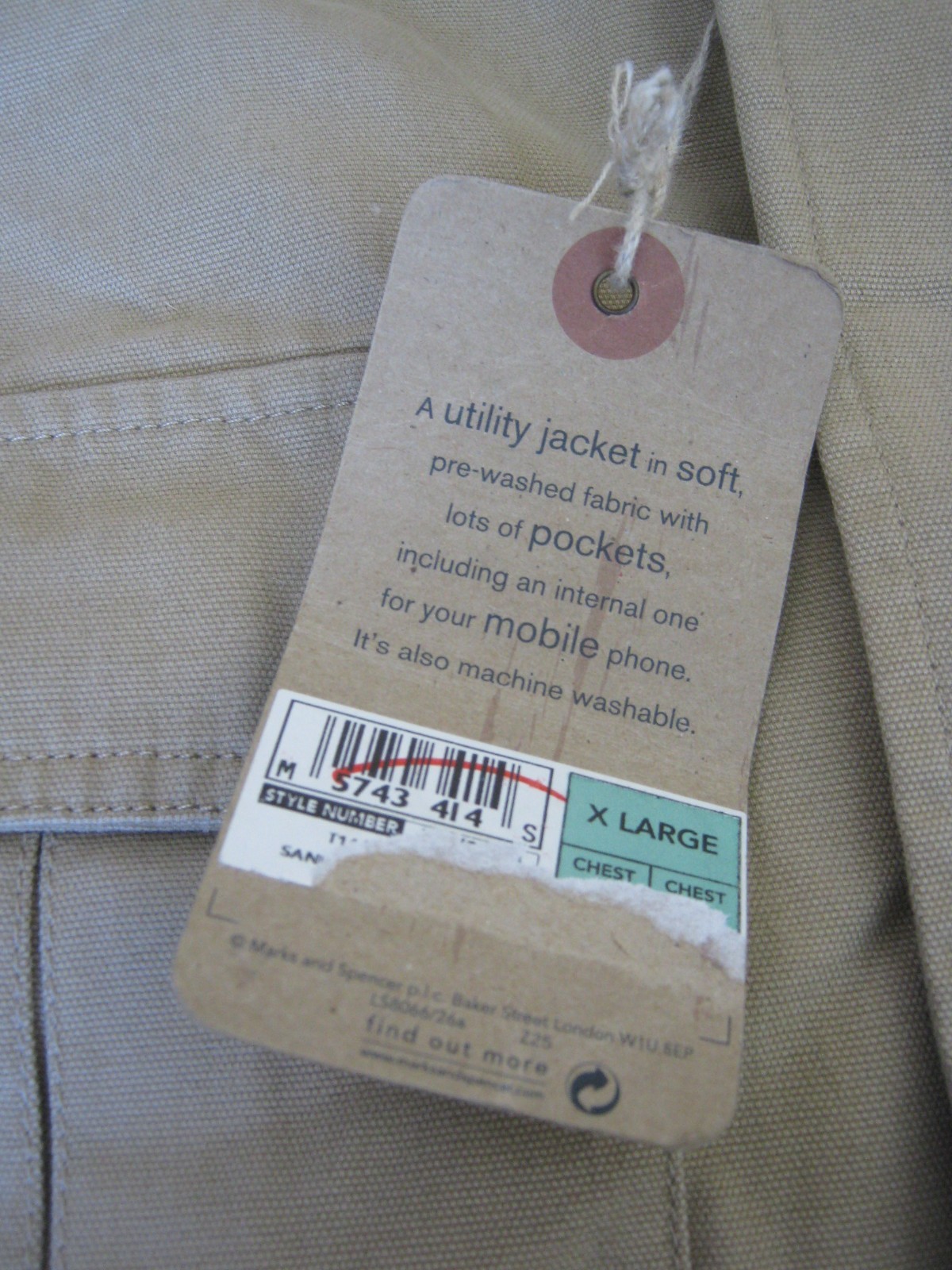 Utility Jacket Khaki Multi Pocket Cotton Blue Harbour M&S Men's XL NEW BNWT image 3