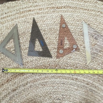 Set of 4 Alvin Template Ruler Drafting Triangles Drawing Tools