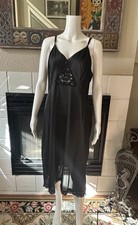 Vtg Sears Slip Dress Size 42 Black Lace Lingerie Nightgown Adjustable