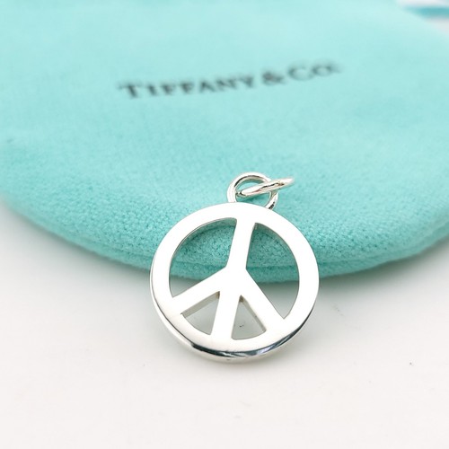 Tiffany & Co. Sterling Silver Peace Sign Charm Pendant with Pouch