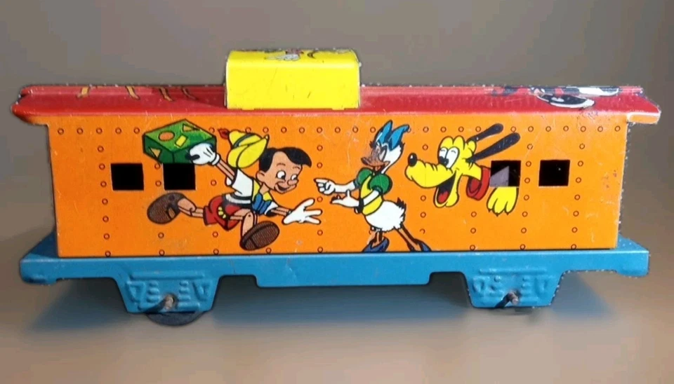 Micky Mouse Marx Meteor 机车 火车 沃尔特 迪斯尼 1952 年 发条 复古 罕见  — 第 2/4 张图片