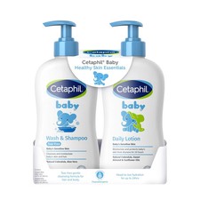 Cetaphil Baby Wash  Shampoo Plus Body Lotion, 13.5 Fl Oz Each Pack of 2 