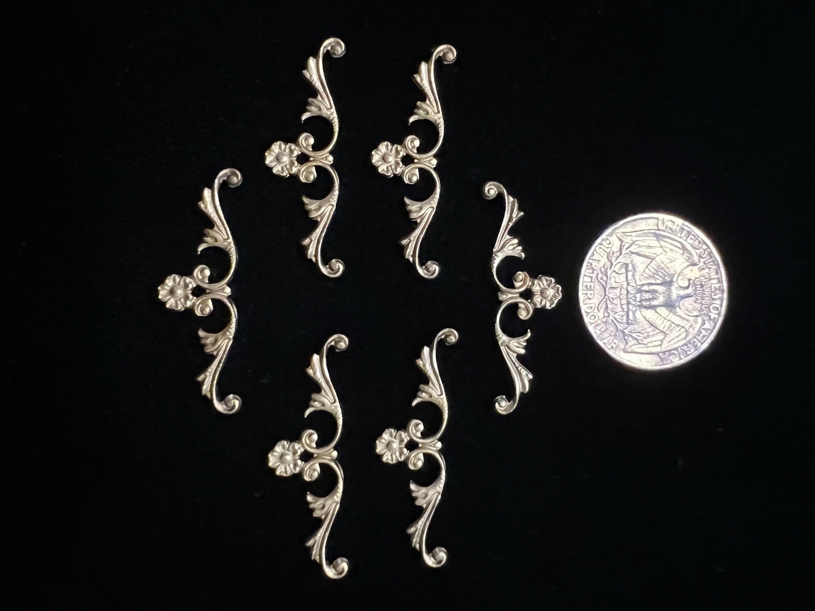 Vintage Brass stamping/Floral Scroll Sconces/Famous Maker. NOS Antique Design