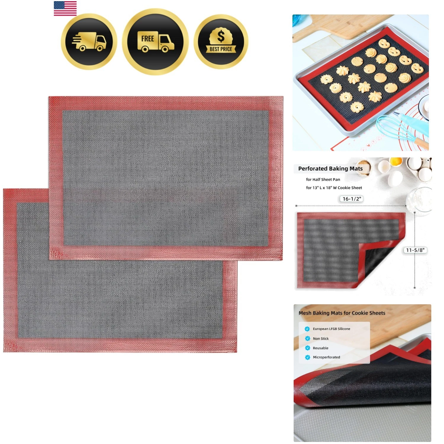 Silicone Baking Mat with Microperforated, 2 PCS Perforated Baking Mats/Oven L...
Opens in a new wind