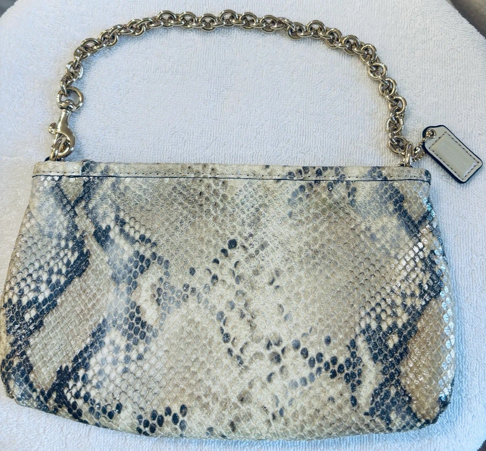 COACH Embossed Python RARE Exotic Snakeprint Chain Zip Bag - Image 2 of 4