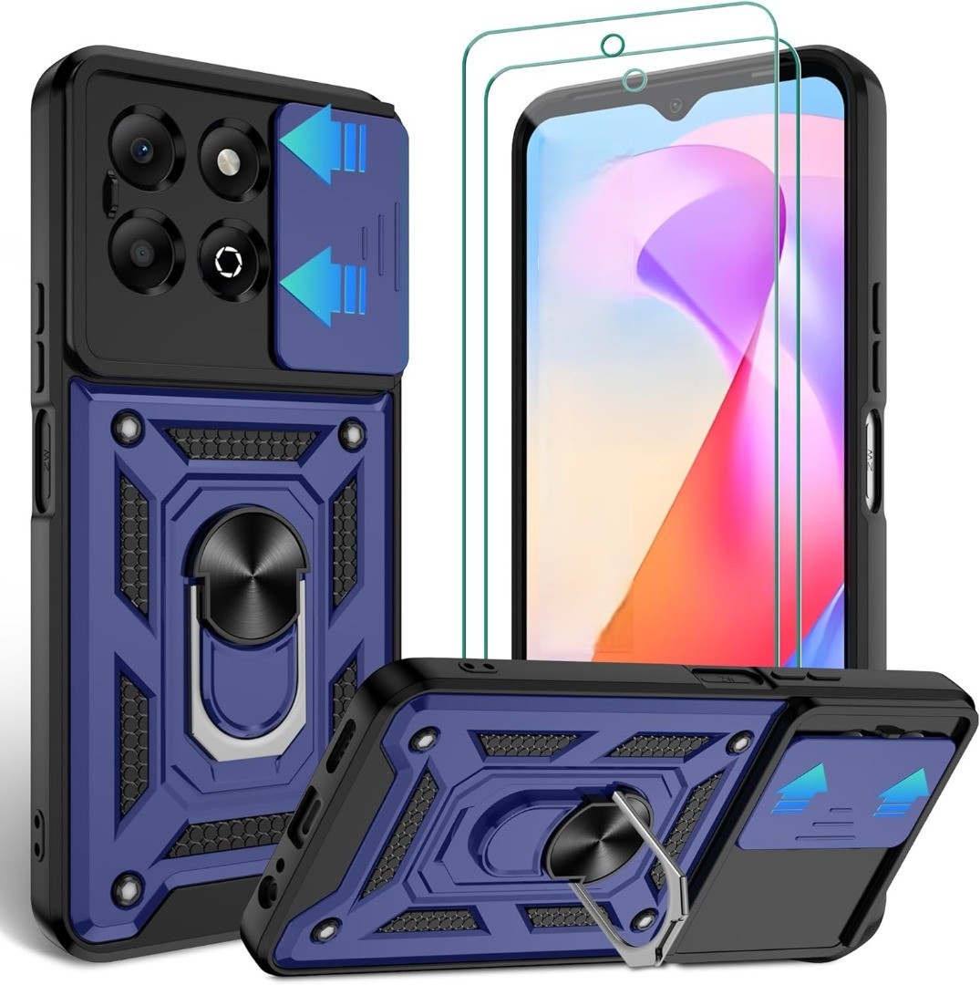 COMAKU Case For Honor X6c, With Camera Soft TPU Silicone Protection Cover With Shockproof Bumper - Black