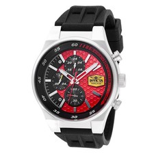 Invicta Racing Men's Chronograph Red Honeycomb Dial Black Rubber Strap Watch