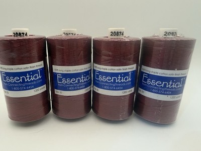 Lot Of 4 Spools Quilt Sewing Connecting Thread Essential Cotton Satin Merlot Red