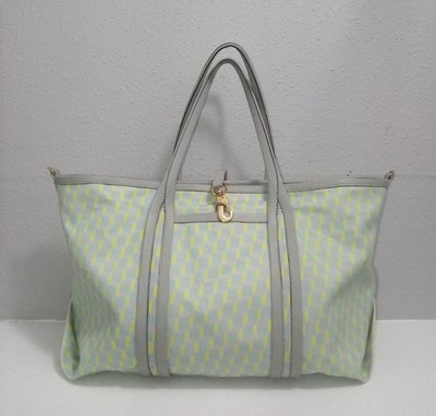 PIERRE HARDY Sac Cabas Canvas Tote Bag Cube Design Turquoise, Pink, Yellow, Gray
