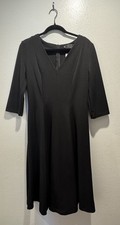 PEPE RUNA Size XL Black Career Dress V Neck Work Church Classy Minimalist