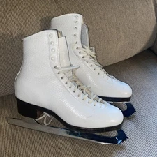 Vtg Custom Made Harlick Figure Ice Skates / John Wilson Gold Seal Blade Sz  5.5