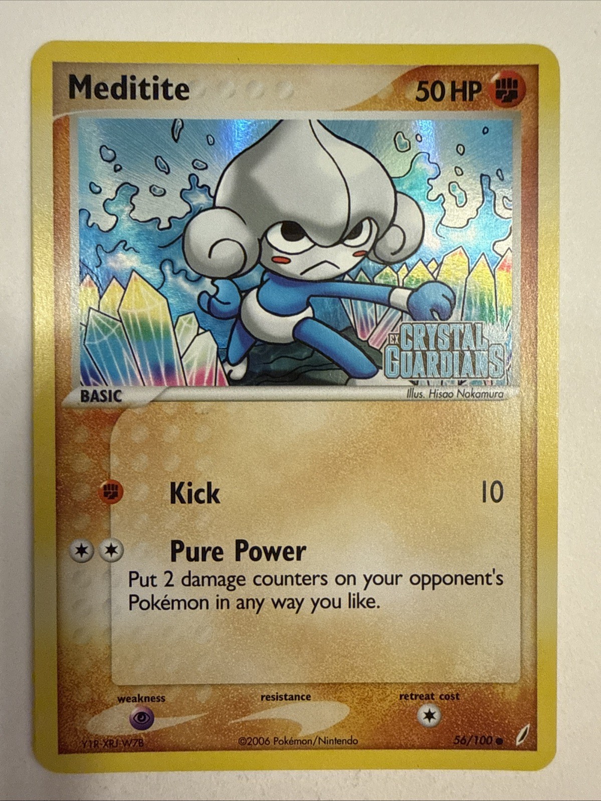 Meditite 56/100 Stamped Reverse Holo 2006 Pokemon Crystal Guardians Card NM