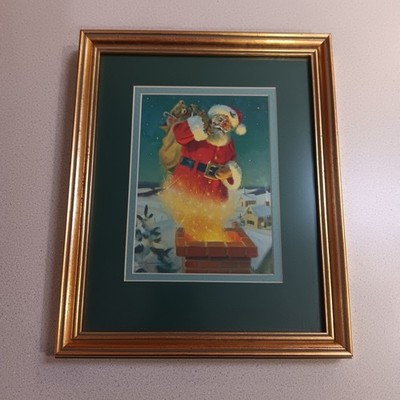 Vintage ''A Magical Moment'' Christmas Framed Picture By  T.Browning 8x10. 1992