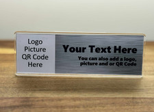 Personalised ID Desk Sign Plaque Desk Name Plate - Photo QR code Logo Business