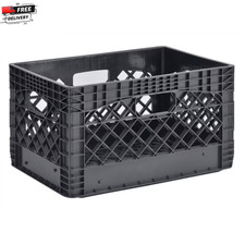 Juggernaut Storage 24QT Plastic Heavy-Duty Milk Crate, Black Free Shipping