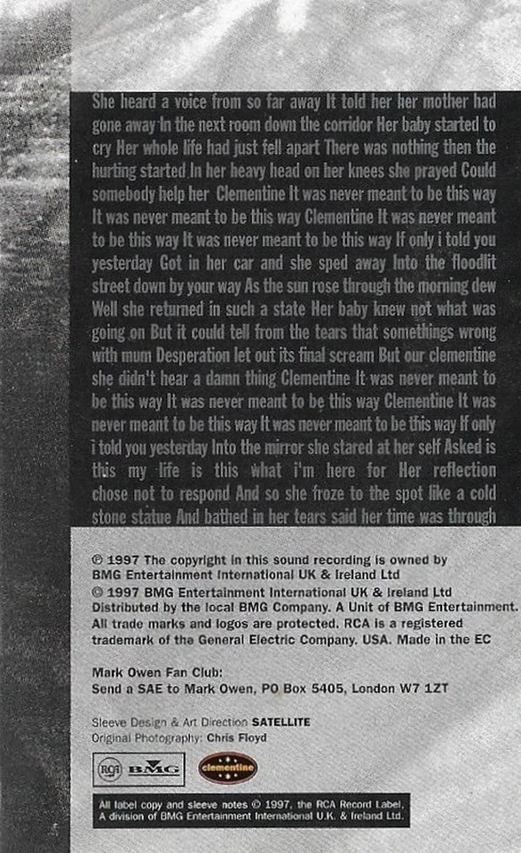 Mark Owen Clementine cassette single POP Pop Rock Take That - Image 4 of 4