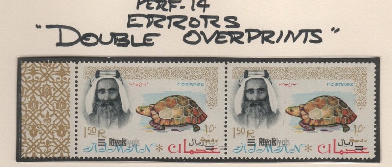 Ajman 1967 1.50r on 1.50r Mi 104AP Double Ovpt in Pair LH VF
