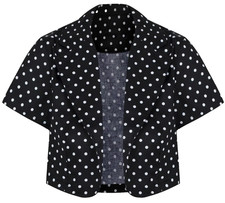 Hearts and Roses London Black & White Small Dot Bolero - Size XS (UK 8)