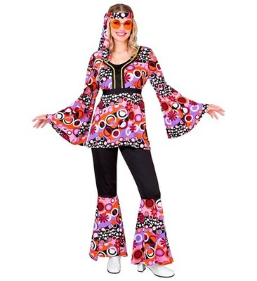 Widmann The 70s Groovy Style - Pink Tiny Bubbles (Shirt, Pants, Headband) (XS) P