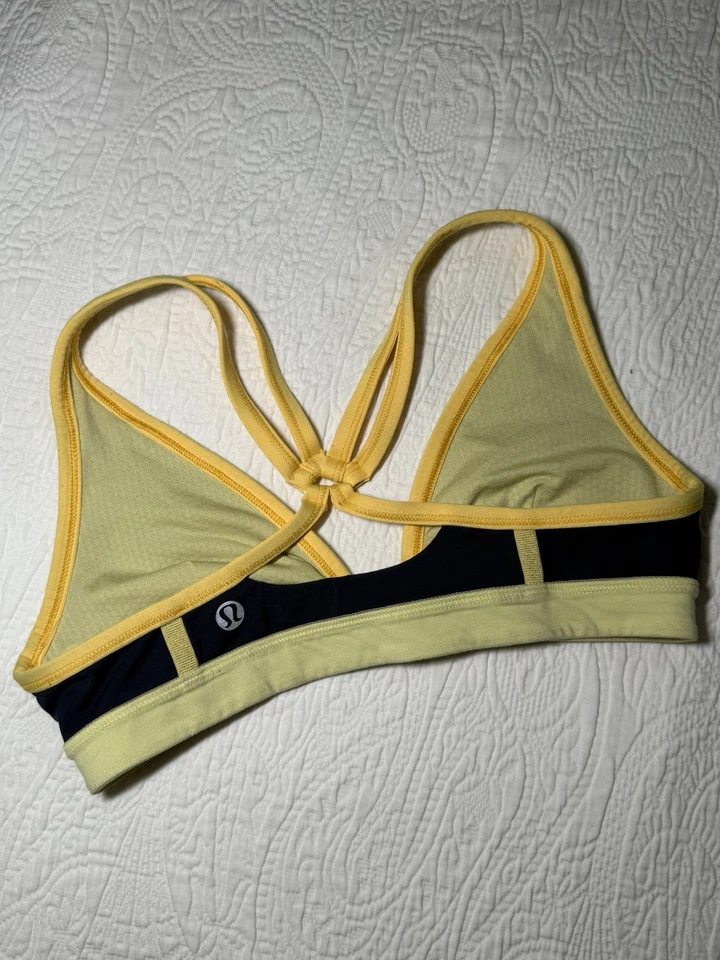 Lululemon Heat It Up Bra Navy Yellow Women’s Size 4 - Image 4 of 4