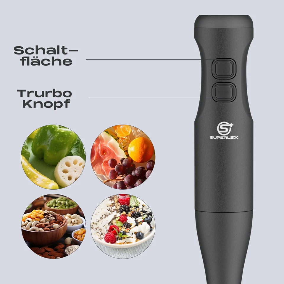 SUPERLEX Stabmixer Edelstahl Mixstab Pürierstab Hand Blender Küchengerät 350W - Bild 3 von 4