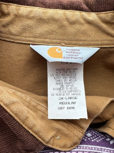 VINTAGE CARHARTT WHEAT DENIM DETROIT JACKET Shirt BARN COAT 3X Hunting Camping - Picture 5 of 10