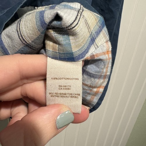 Vintage Free People Blue Cotton Jacket Plaid Lining Size 8 - Imagen 6 de 8