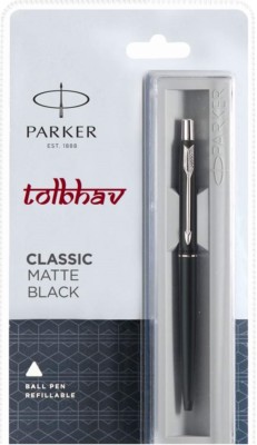 Parker Classic Mattschwarz Chromrand CT Kugelschreiber Neue Quink Blaue Mine