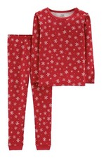 Carters Child of Mine Red White Snowflake Christmas Holiday Pajamas PJ's NWT