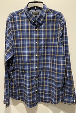 Banana Republic Soft Wash Tailored Slim Fit Button Up Shirt Mens XL Blue Plaid