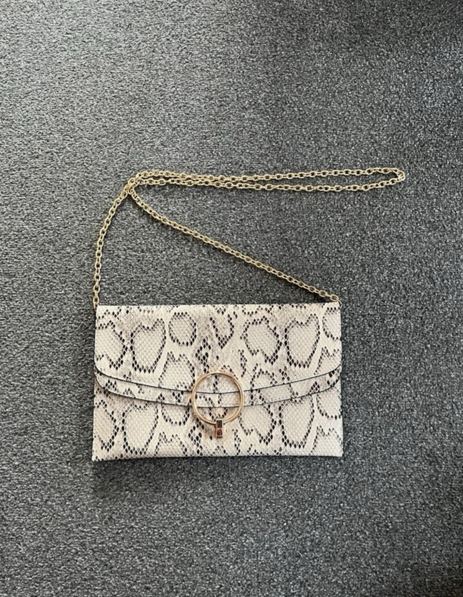 New Look Snake Print Envelope Clutch Bag UK