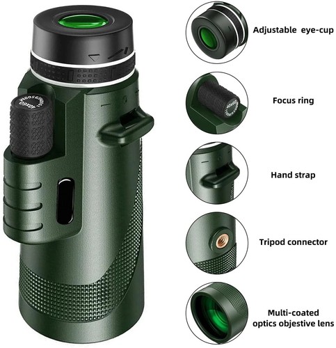 80X100 HD Monocular Telescope Long Range Zoom With Tripod Phone Clip For Outdoor - Picture 5 of 12