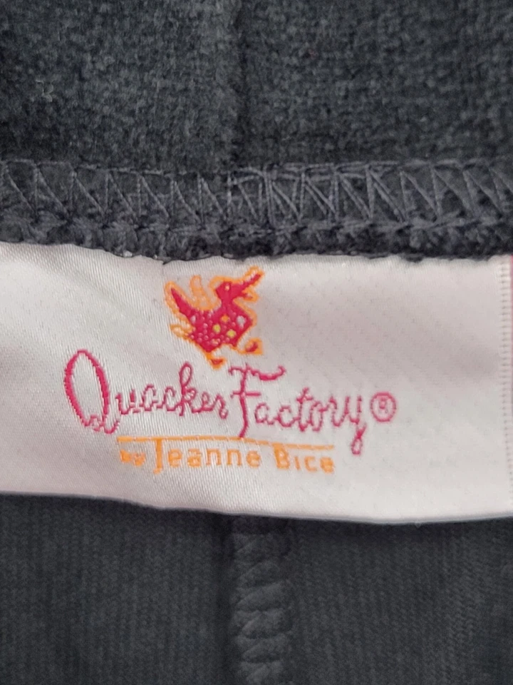 Quacker Factory Pants Womens Medium Black Velvet Pull On Flare Leg Stretch - Image 3 of 4