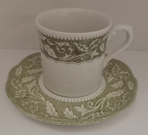 VTG J&G Meakin England Renaissance Green Sterling 2 Tea Cups & 2 Saucers - Picture 13 of 14
